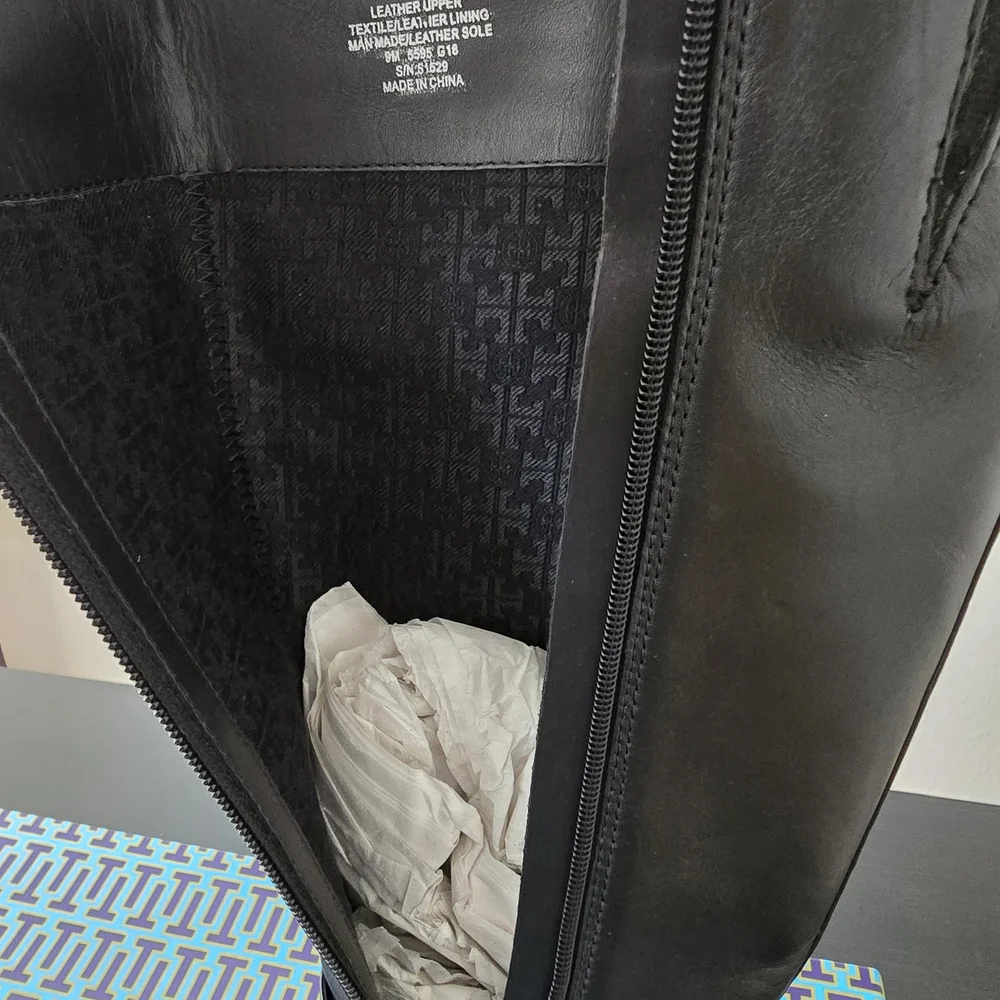 NIB Tory Burch Brooke Black Leather Knee-High Riding Boots